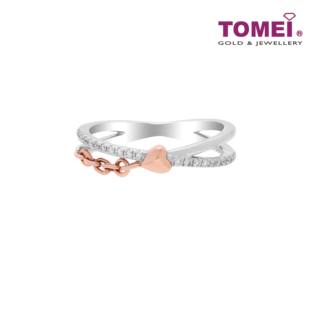 TOMEI Love Is Beautiful Collection Diamond RIng, White+Rose Gold 585