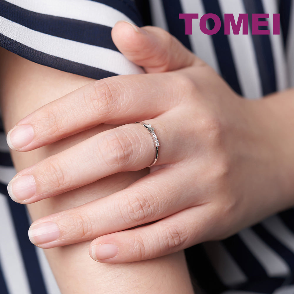 TOMEI [Online Exclusive] Minimalist Butterfly Ring, White Gold 750