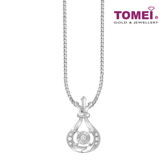 TOMEI Crown Diamond Pendant Set, White Gold 585
