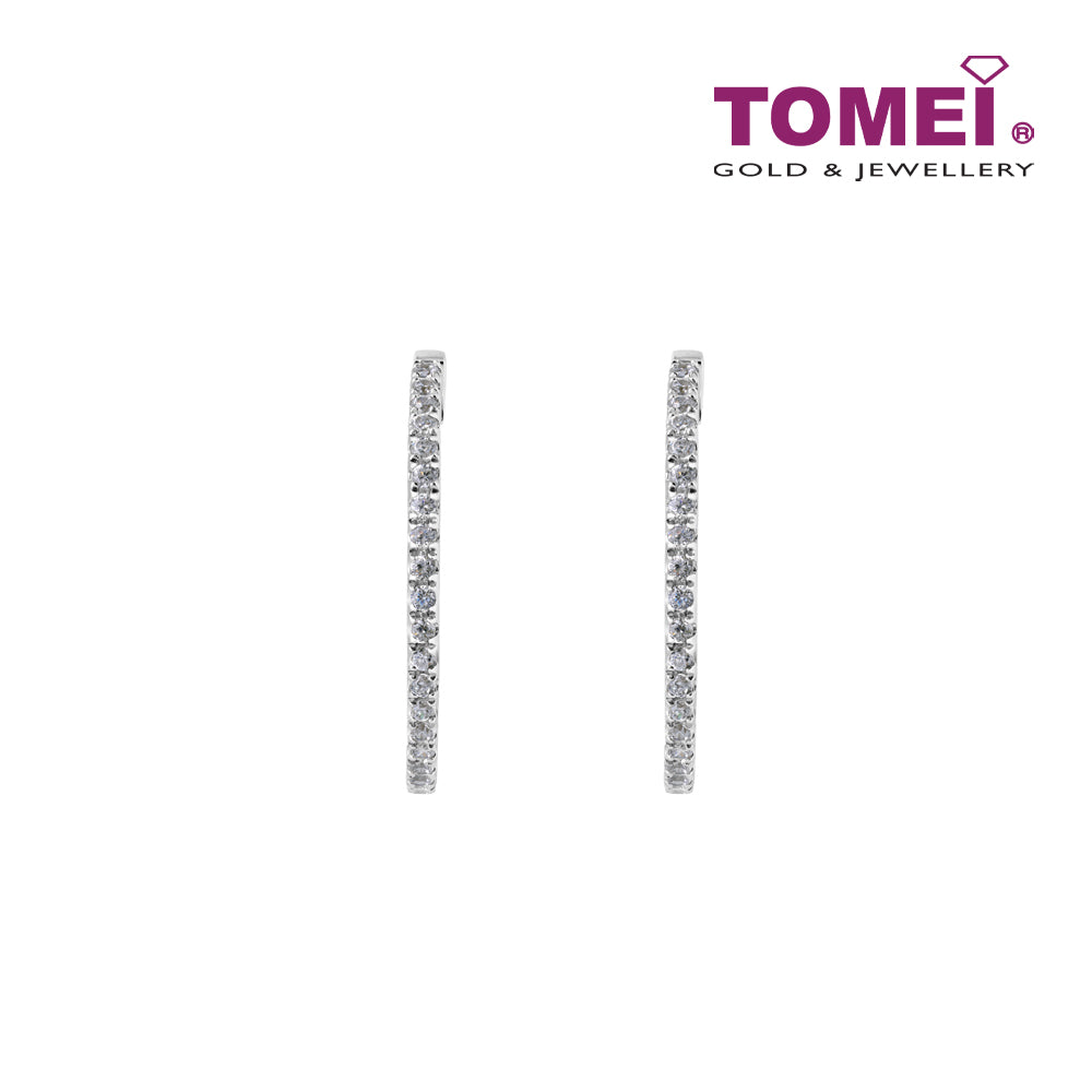 TOMEI 35mm Hoop Diamond Earrings White Gold 750