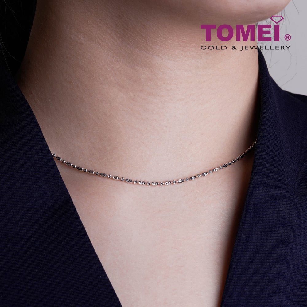 Tomei Sparkling Necklace, Unisex White Gold 585