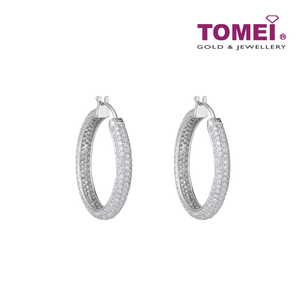 TOMEI 30mm Hoop Diamond Earrings White Gold 750