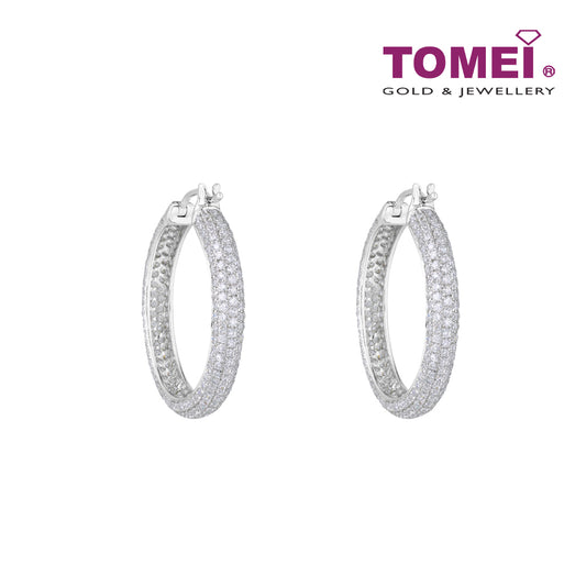 TOMEI 30mm Hoop Diamond Earrings White Gold 750