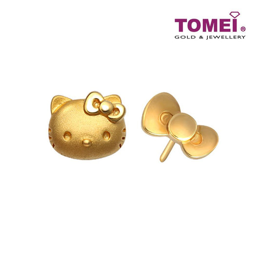 TOMEI x Hello Kitty with Lovely Bow Earrings, Yellow Gold 916 (HK-YG1138E-1C-1.78G)
