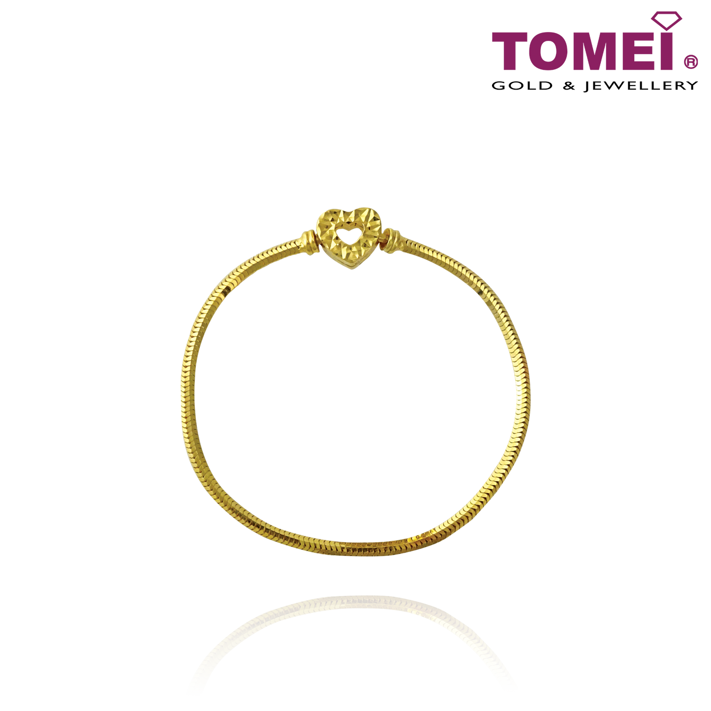 TOMEI Chomel Love Bracelet, Yellow Gold 916 (TM-YG1178B-19CM-1C)