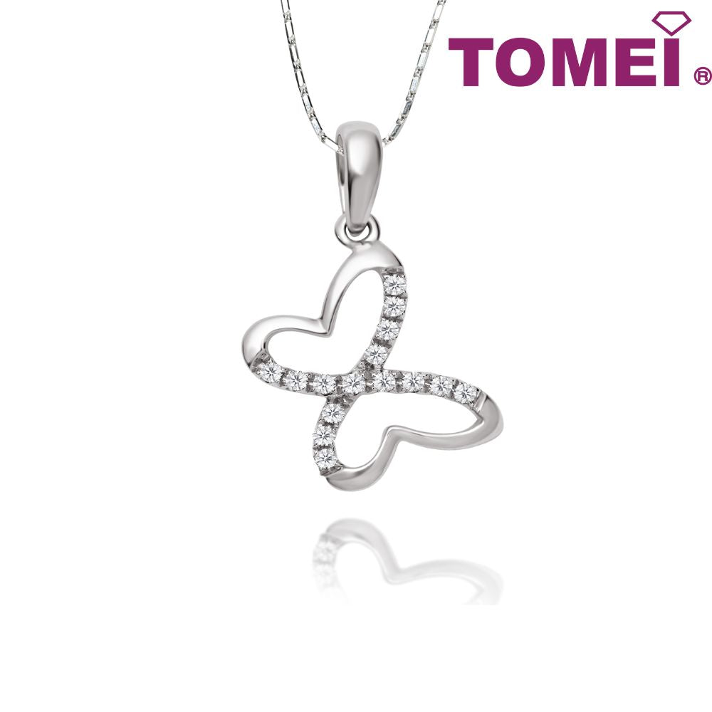TOMEI The Butterfly Effect Diamond Pendant Set | White Gold 585