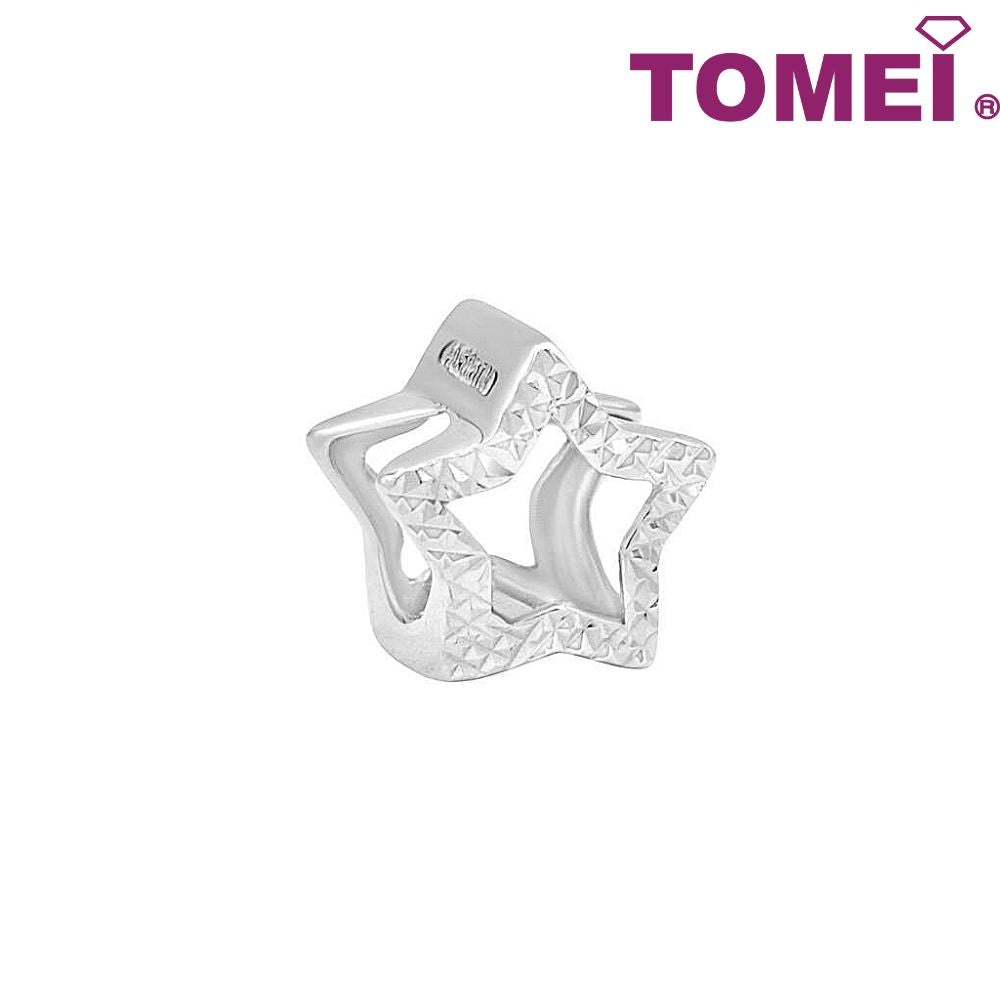 TOMEI Glittering Star Charm, White Gold 585