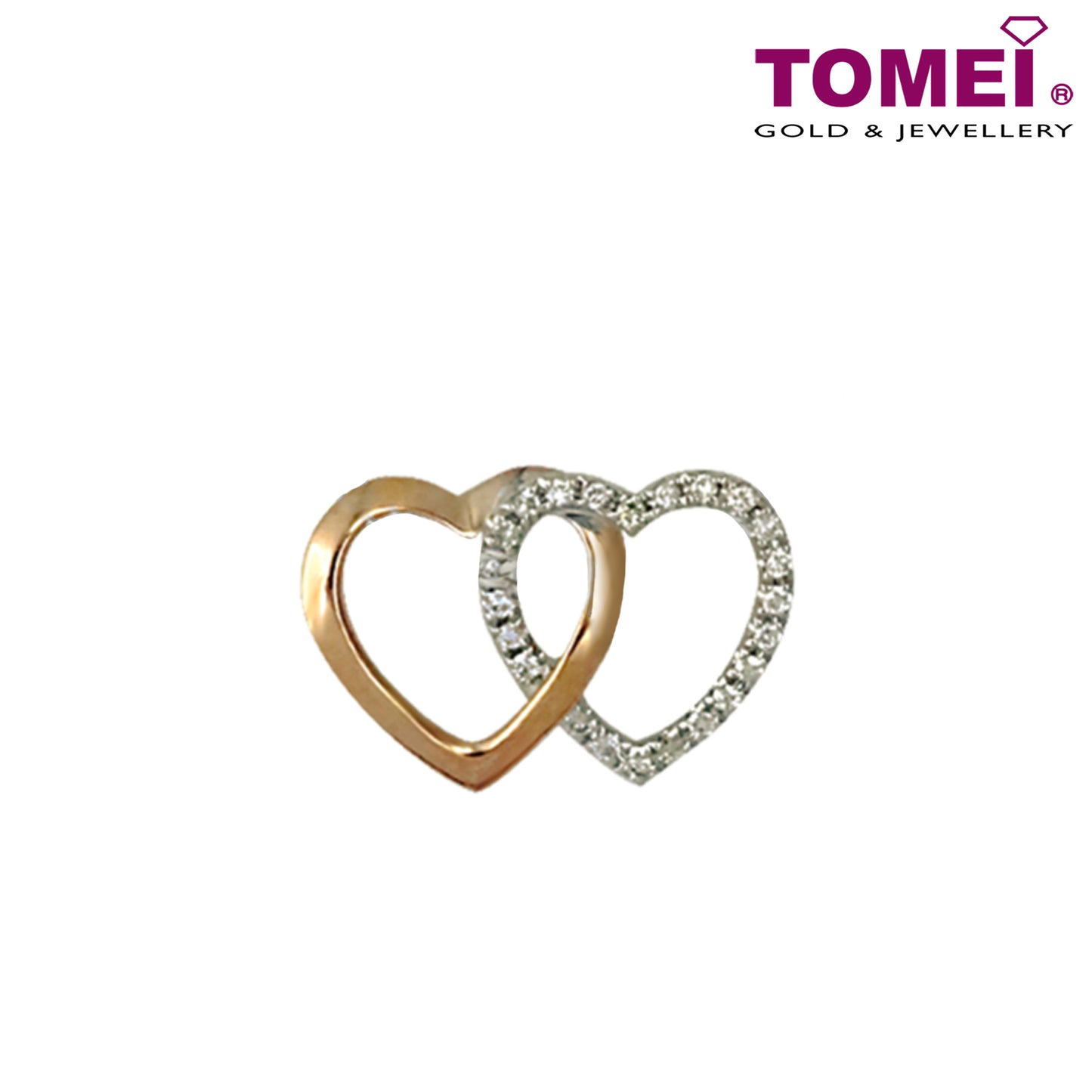TOMEI Love Bond Dual-Tone Diamond Pendant, White & Rose Gold 585 (P5856)