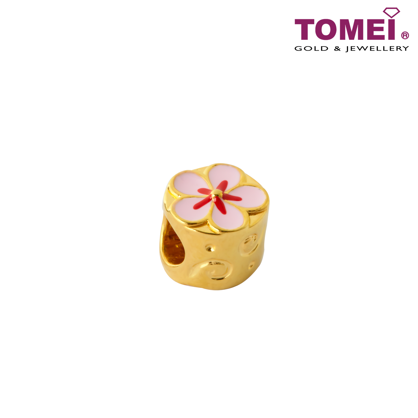 Rosy Kissy Flower Charm | Tomei Yellow Gold 916 (22K)