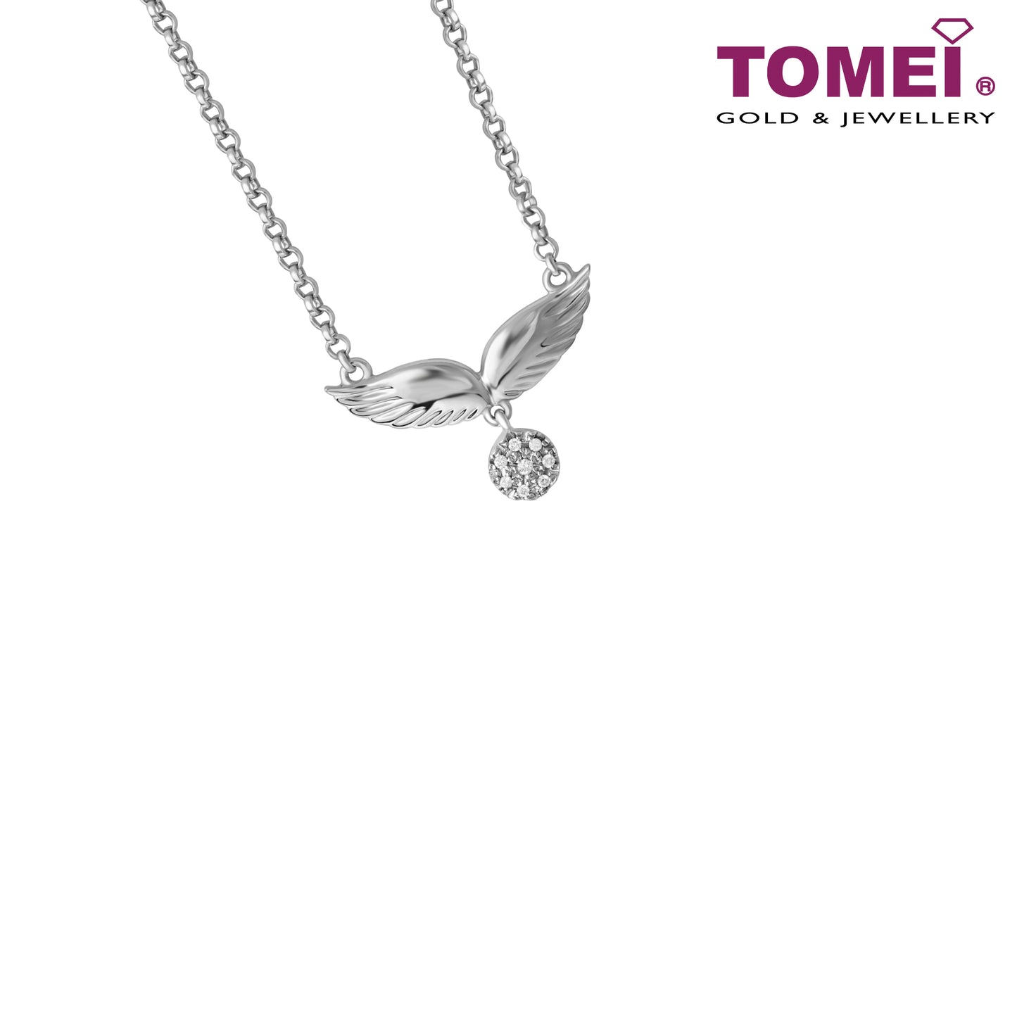 TOMEI Be My Wing Diamond Necklace, White Gold 375 (B0879)
