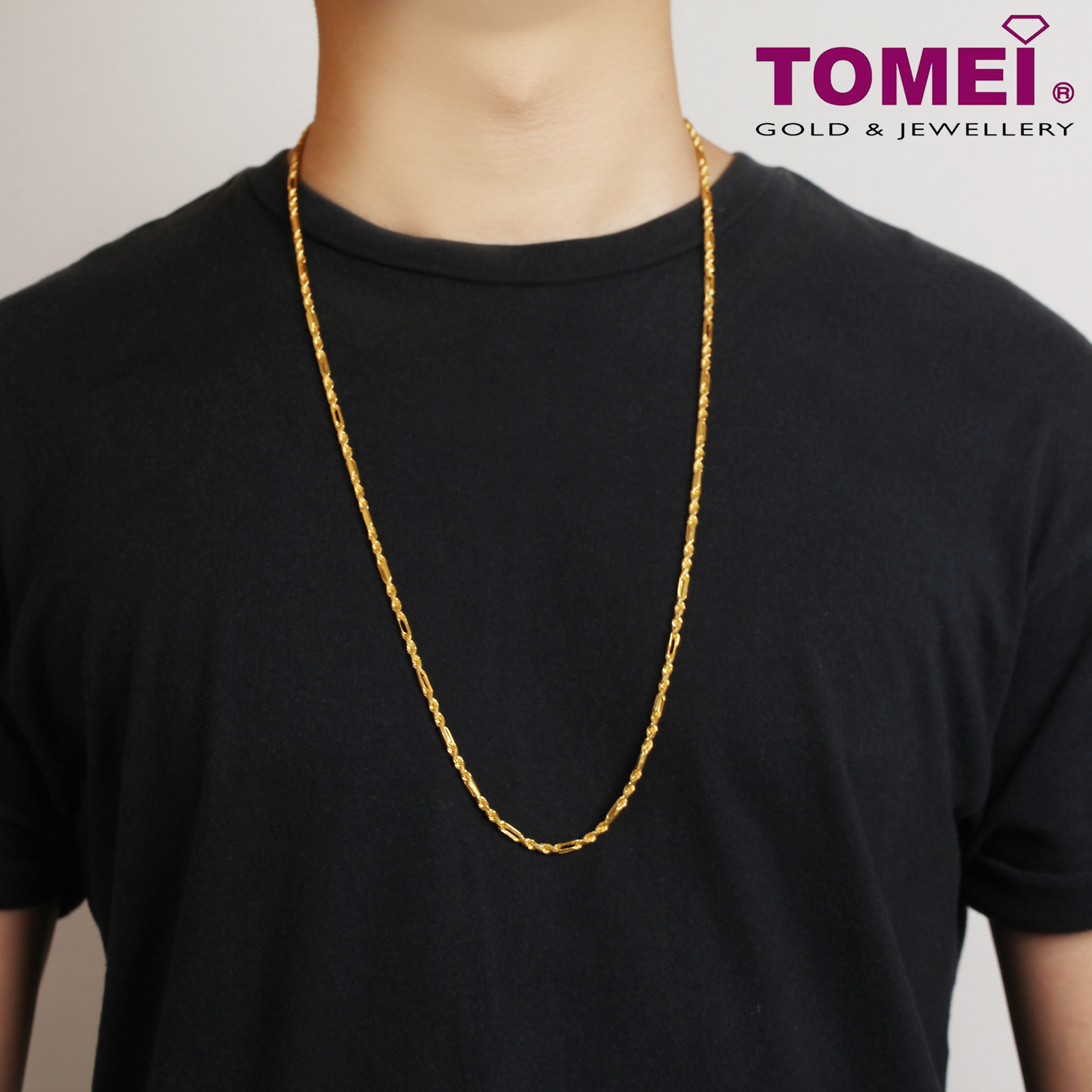 TOMEI Men's Twisted Cable Chain, Yellow Gold 916
