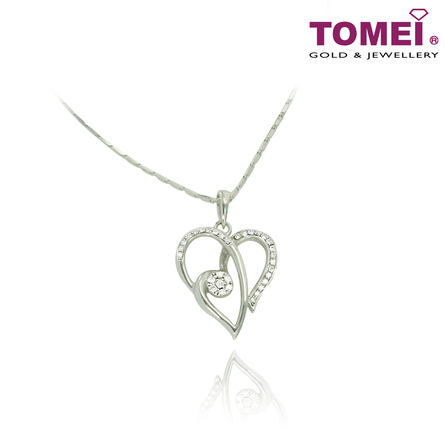Entwined Love Diamond Pendant Set | Tomei White Gold 375/585 (P5385)