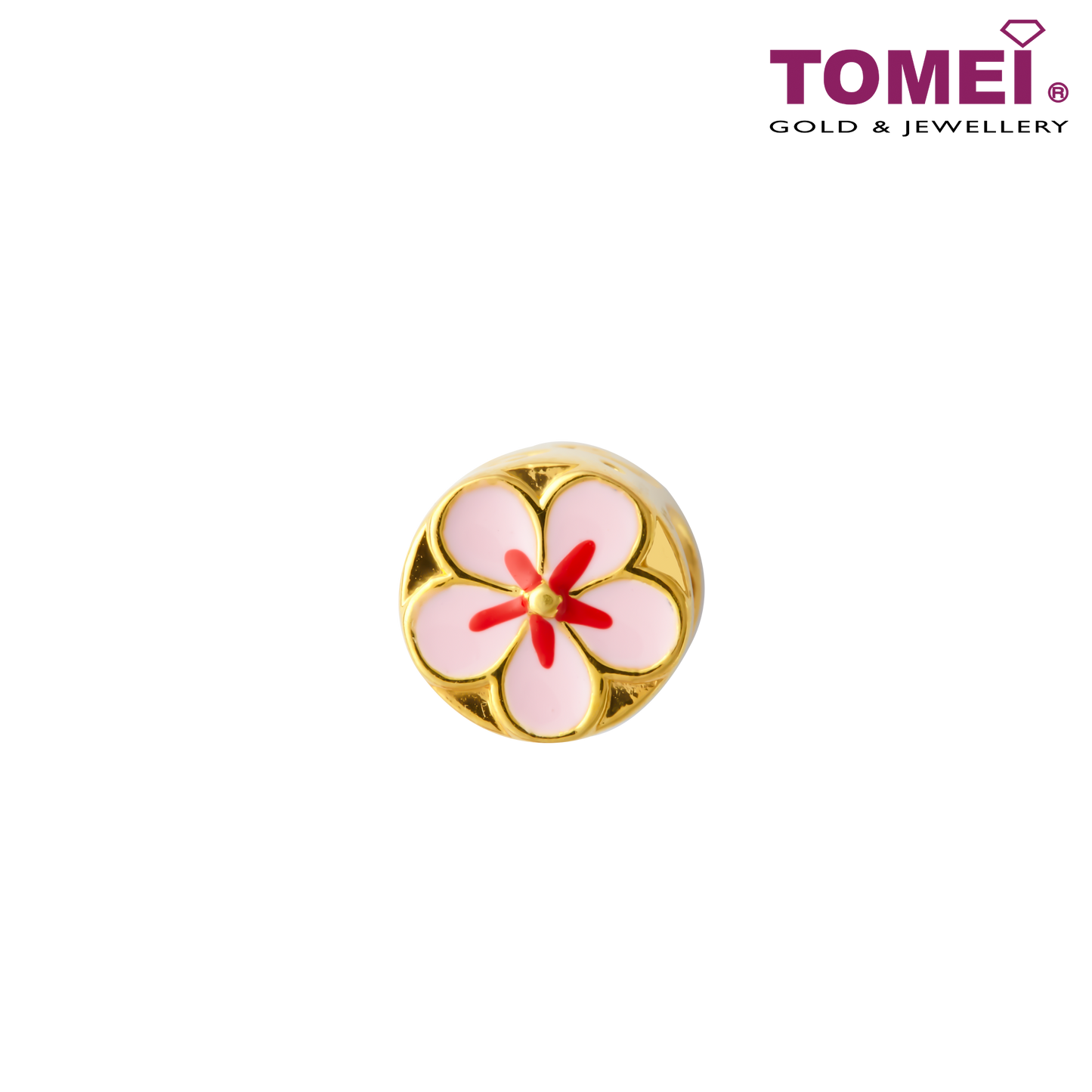 Rosy Kissy Flower Charm | Tomei Yellow Gold 916 (22K)