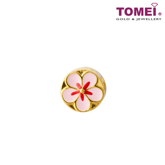 Rosy Kissy Flower Charm | Tomei Yellow Gold 916 (22K)