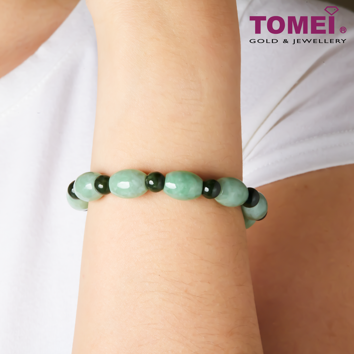 Tomei Palace Grace Mixed Green Jade Bracelet eTomei Tomei