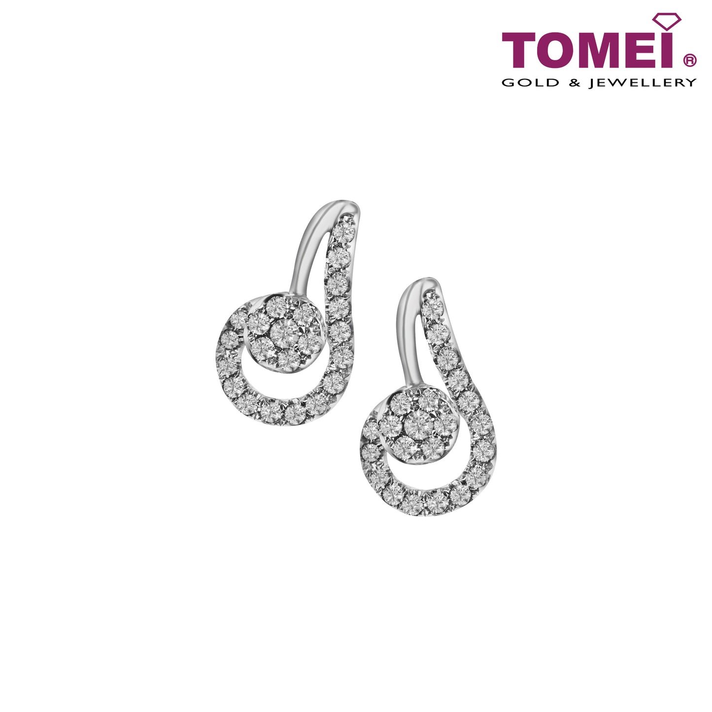 TOMEI Scintillante Diamond Earrings, White Gold 375 (E1453)
