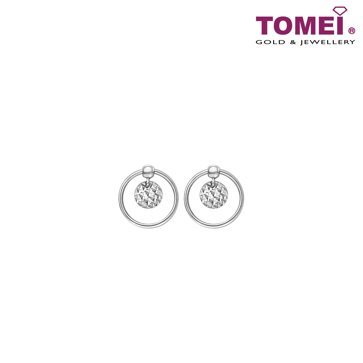 TOMEI Snowy Snowball Earrings, White Gold 585 (14K) (E2119)