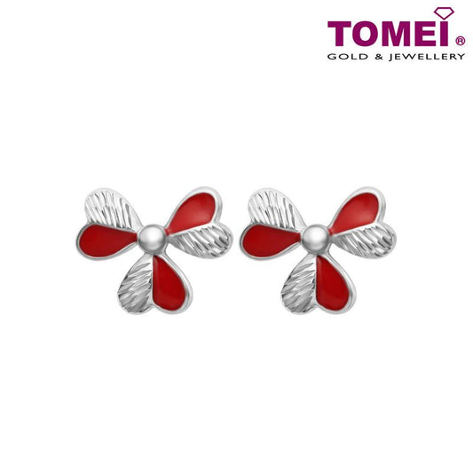 Blossoms in Rouge Earrings | Dazzling Dreams Collection | Tomei White Gold 585 (14K) (E1985)