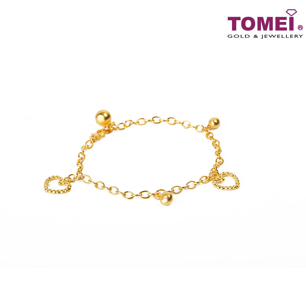 TOMEI Revelment of Mirthsome Hearts Bracelet, Yellow Gold 916