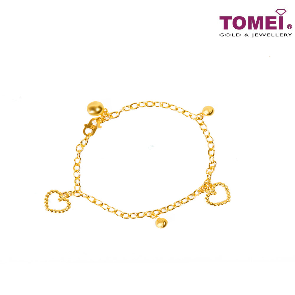 TOMEI Revelment of Mirthsome Hearts Bracelet, Yellow Gold 916