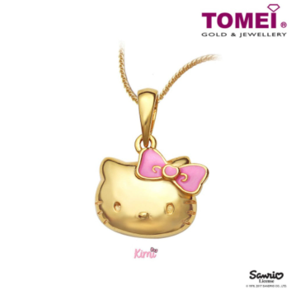 TOMEI x Hello Kitty Kimi Head with Pink Bow Pendant, Yellow Gold 916 (HK-YG0513P-EC-2.67G)