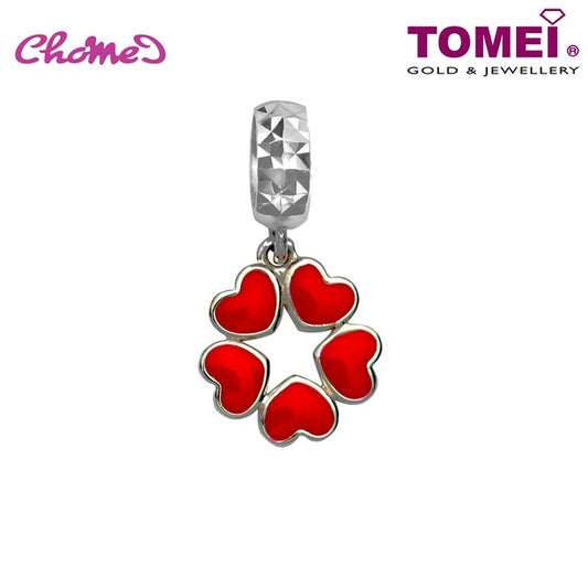 TOMEI Floriate with Hearts Charm, White Gold 585