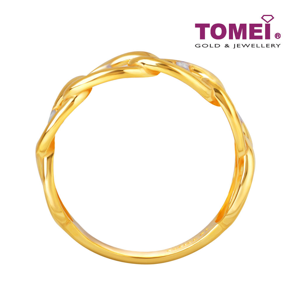 TOMEI Dual-Tone Knotted Ring, Yellow Gold 916