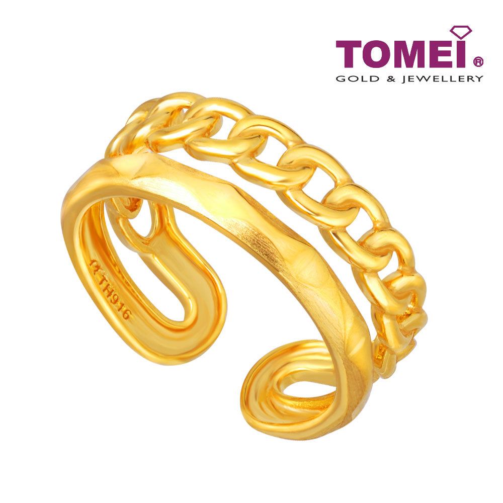 TOMEI Loop Link Ring, Yellow Gold 916