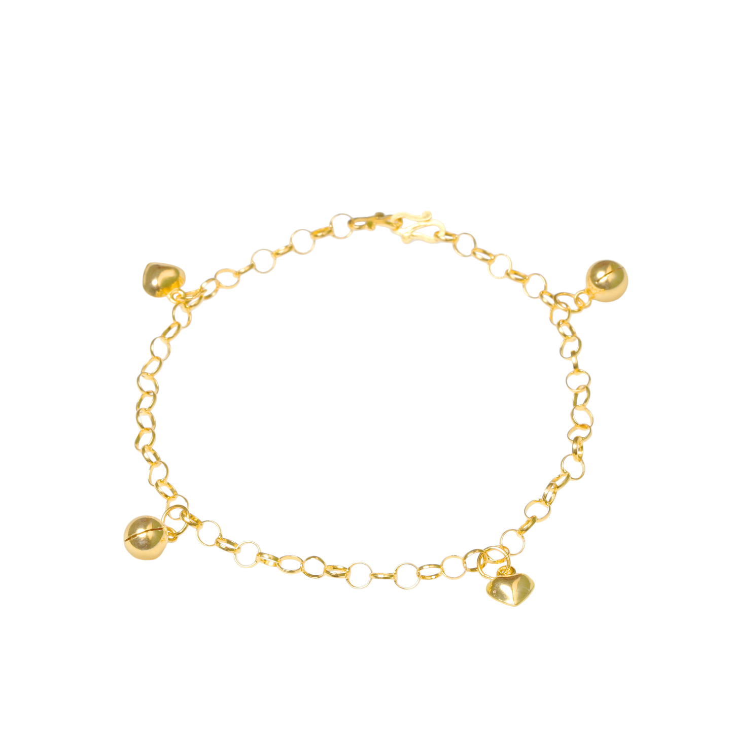 TOMEI Jingling & Blessing Quadruple Treasures Baby Anklet, Yellow Gold 916 (22K)