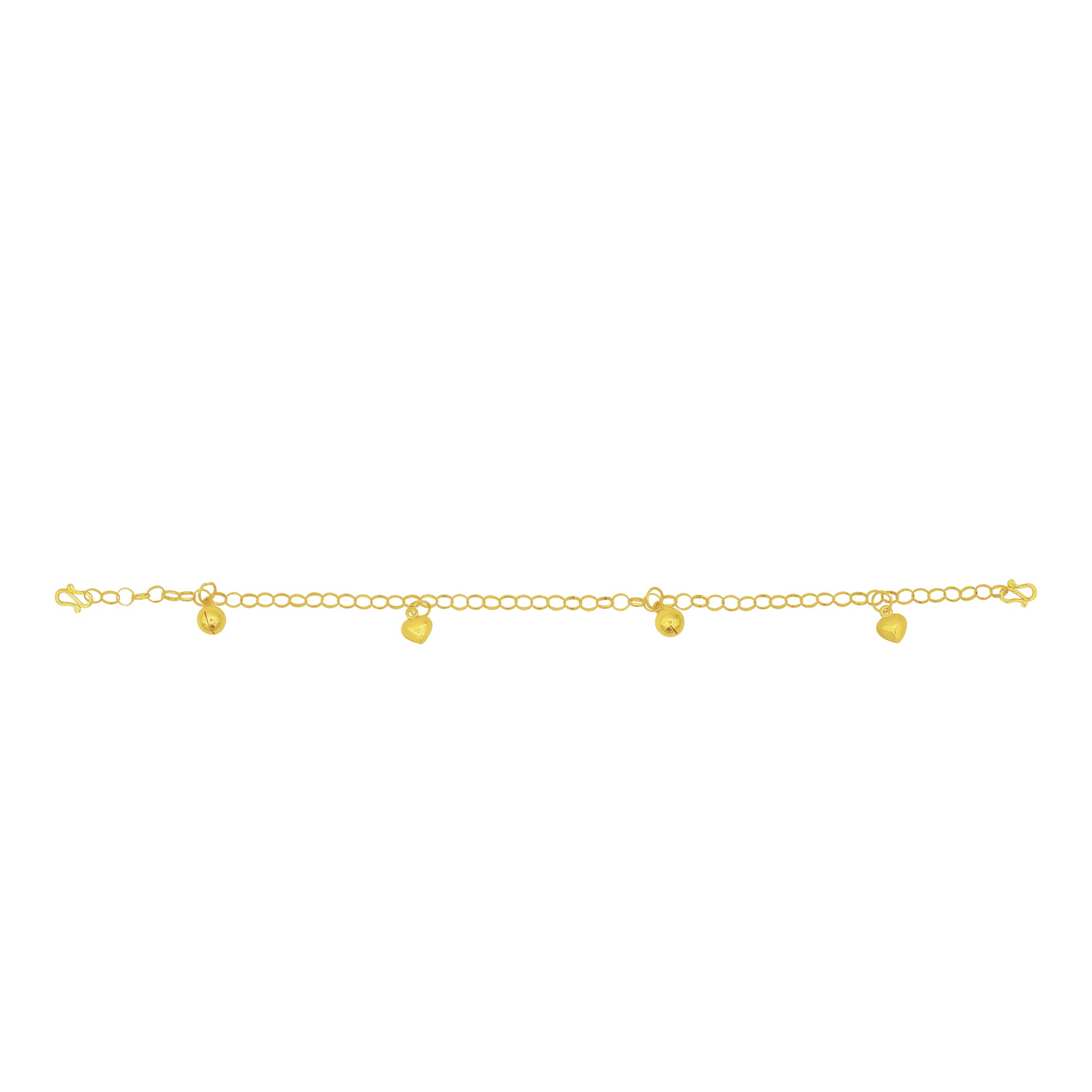 TOMEI Jingling & Blessing Quadruple Treasures Baby Anklet, Yellow Gold 916 (22K)