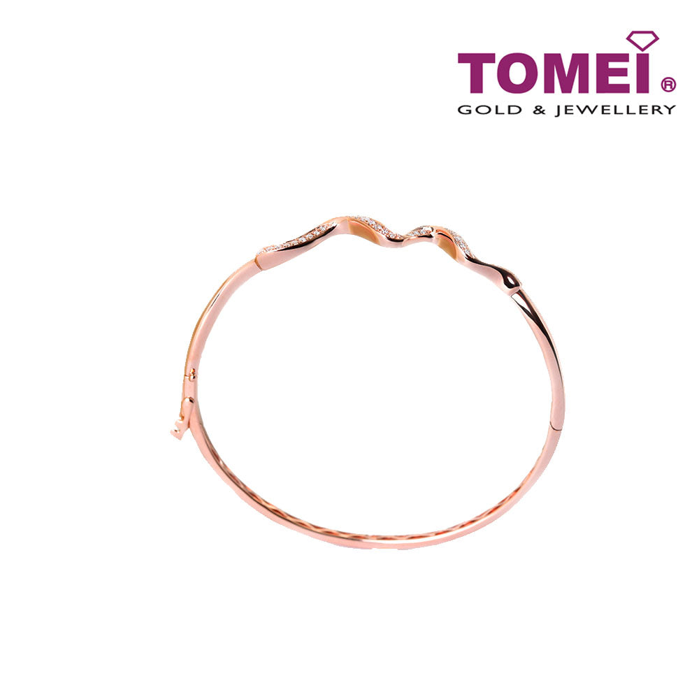 TOMEI Coruscating in Glitterati Wave Diamond Bangle, Rose Gold 585 (B1018R)