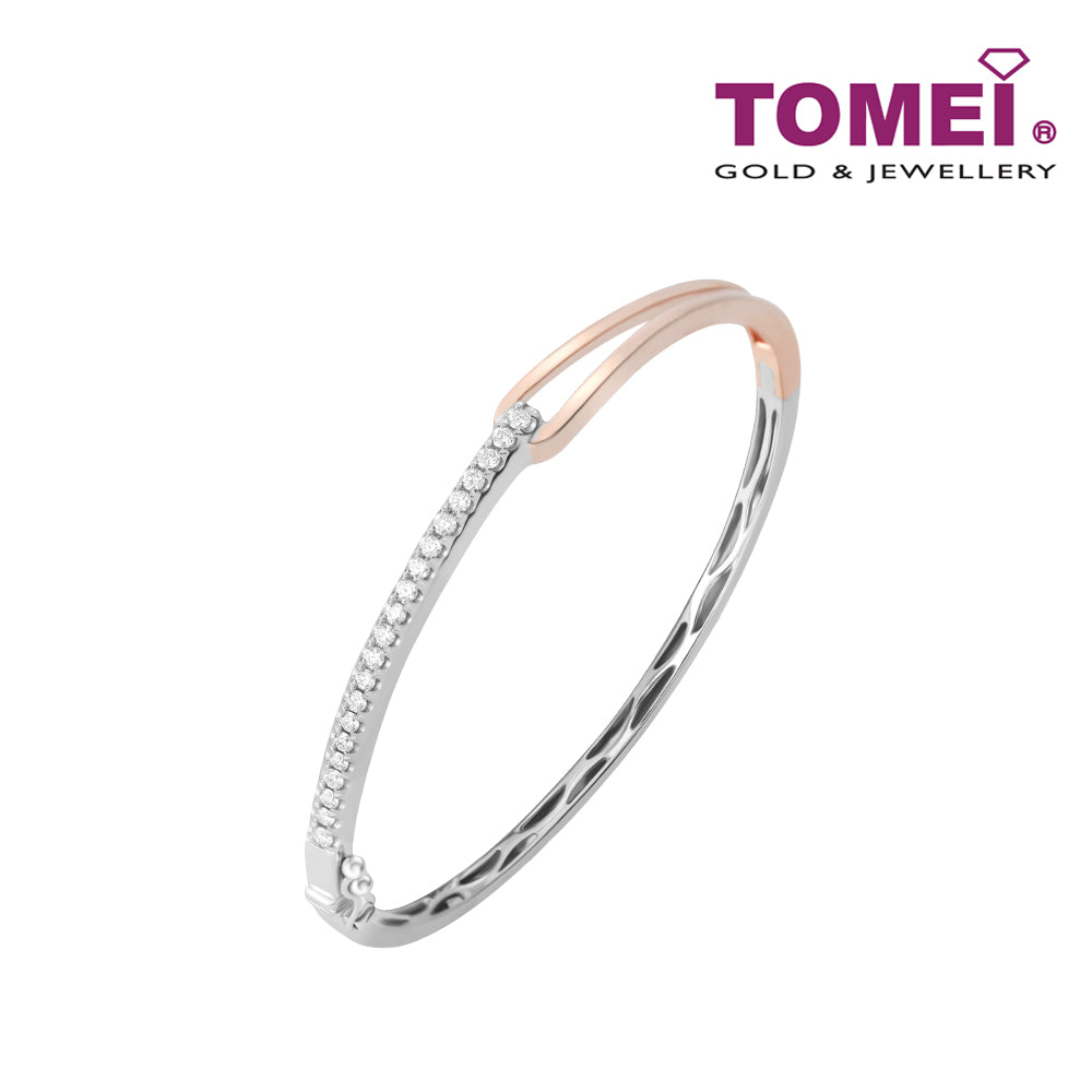 TOMEI Diamond Bangle I White+Rose Gold 585