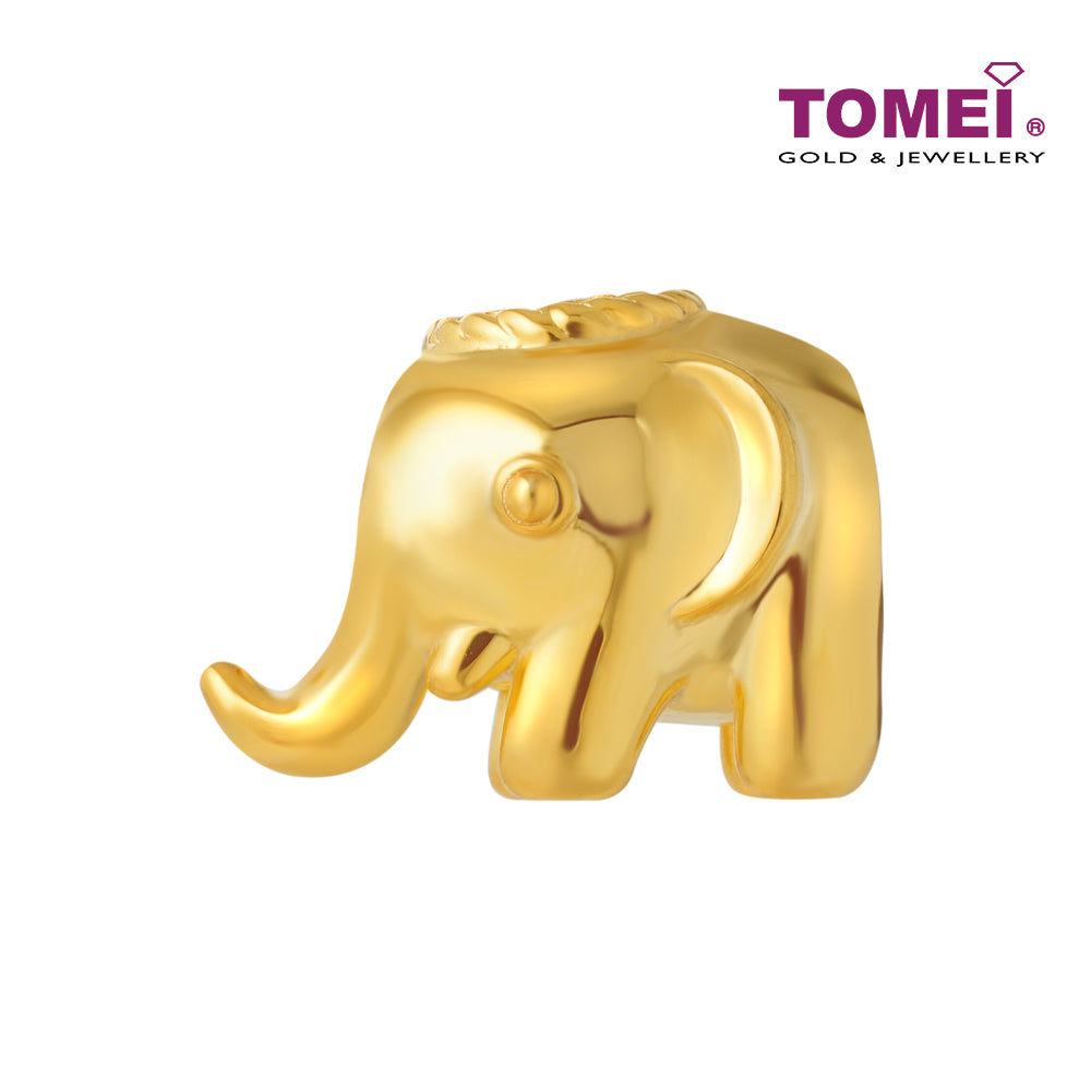 TOMEI ???? Wealthy Elephant Charm, Yellow Gold 916