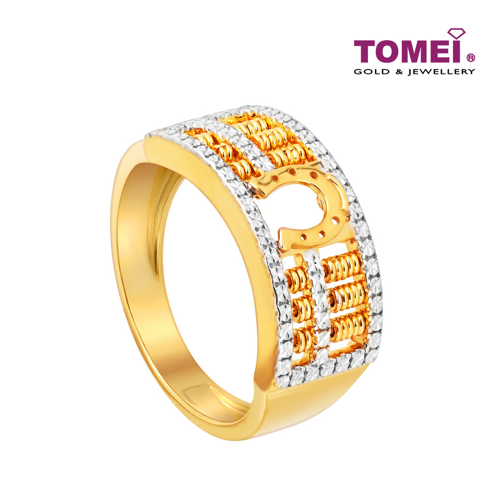 TOMEI Diamond Cut Collection Horseshoe Abacus Ring, Yellow Gold 916