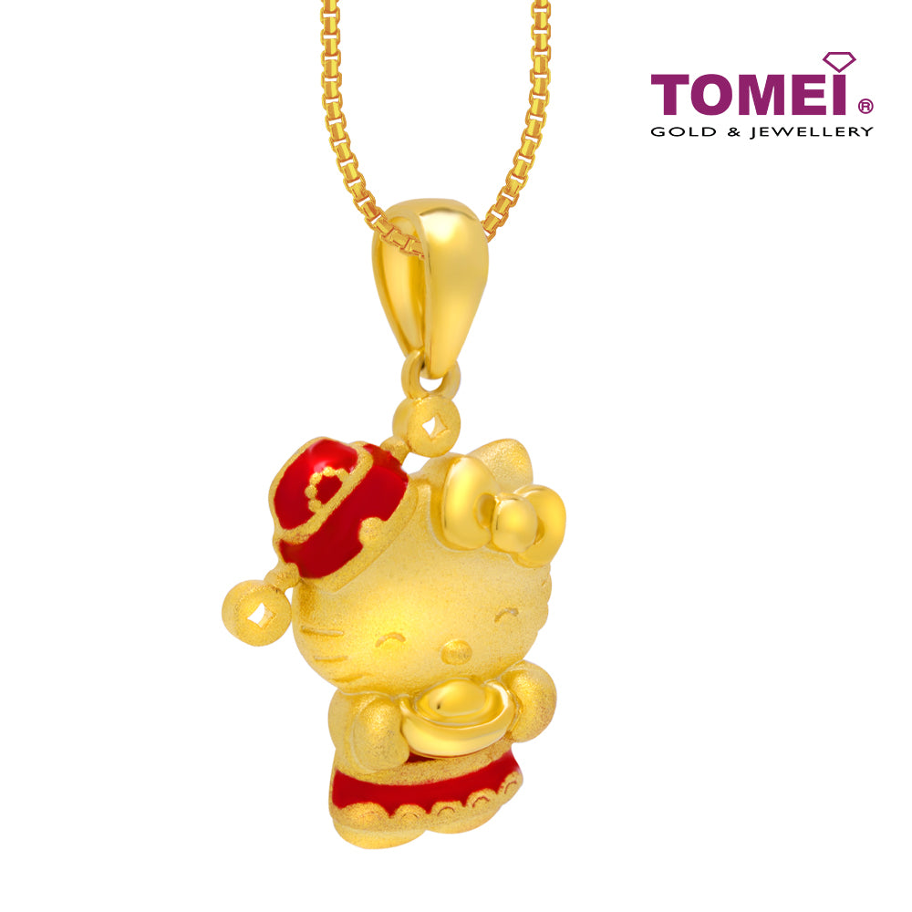 TOMEI X SANRIO Hello Kitty With Chinese Ingot Pendant, Yellow Gold 916