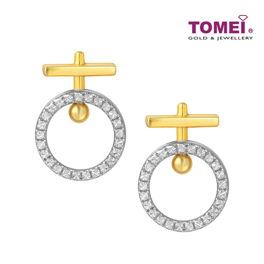 TOMEI Diamond Cut Collection Earrings Of Auspicious, Yellow Gold 916