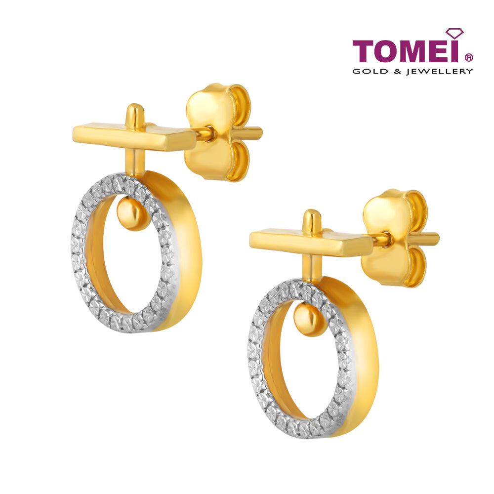 TOMEI Diamond Cut Collection Earrings Of Auspicious, Yellow Gold 916