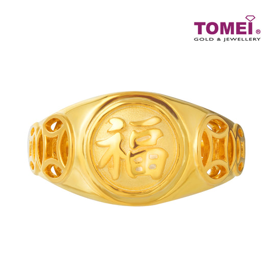 TOMEI Fu & Fortune Ring, Yellow Gold 916