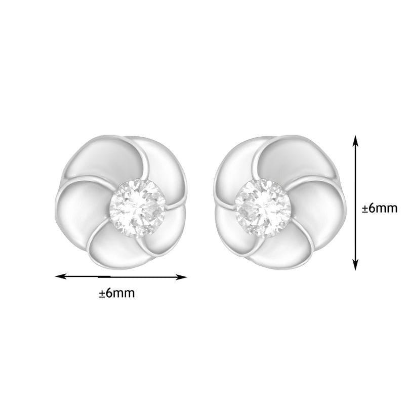 Swirl Flower Diamond Earrings | Tomei White Gold 375 (9K) (E1155)