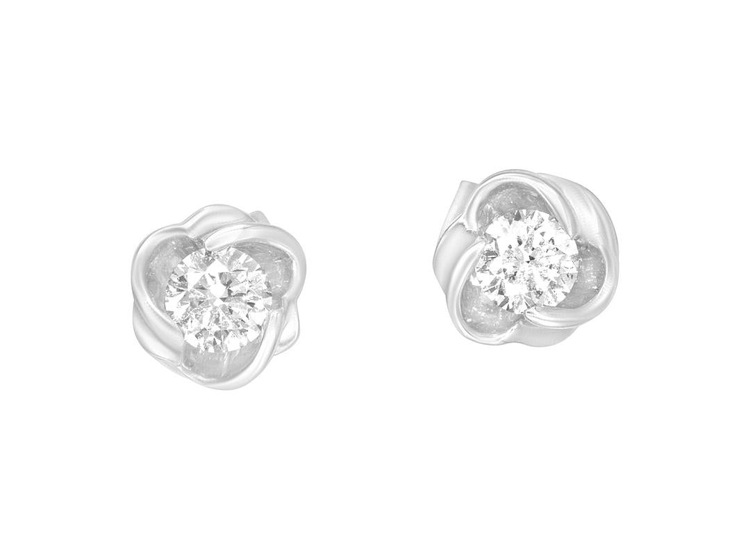 Tomei White Gold 375 (9K) "Wrap You in a Hug" Diamond Earrings (E1258)