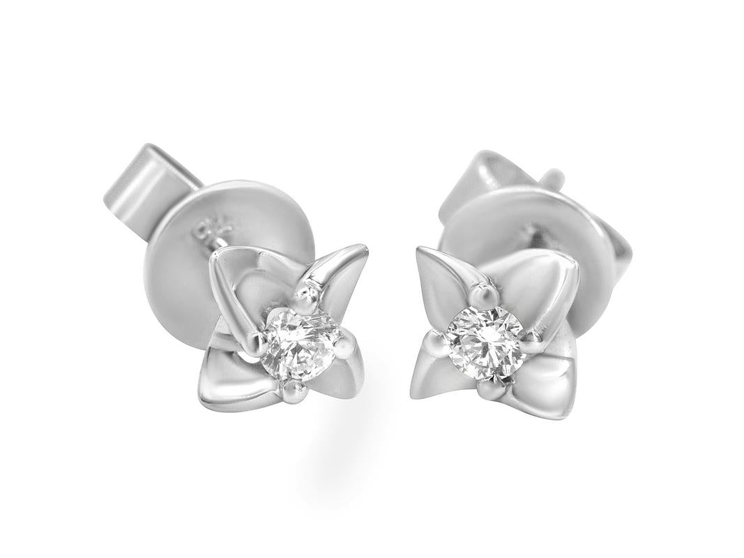 Tomei White Gold 585 (14K) "Lucky in Love" Diamond Earrings (E1438)