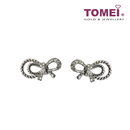 Diamond Earrings of Ribband in Butterfly Motion | Tomei White Gold 375 (9K) (E073691)