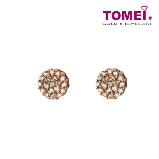 TOMEI Earrings of Rose in Pulchritude Pink, Rose Gold 750