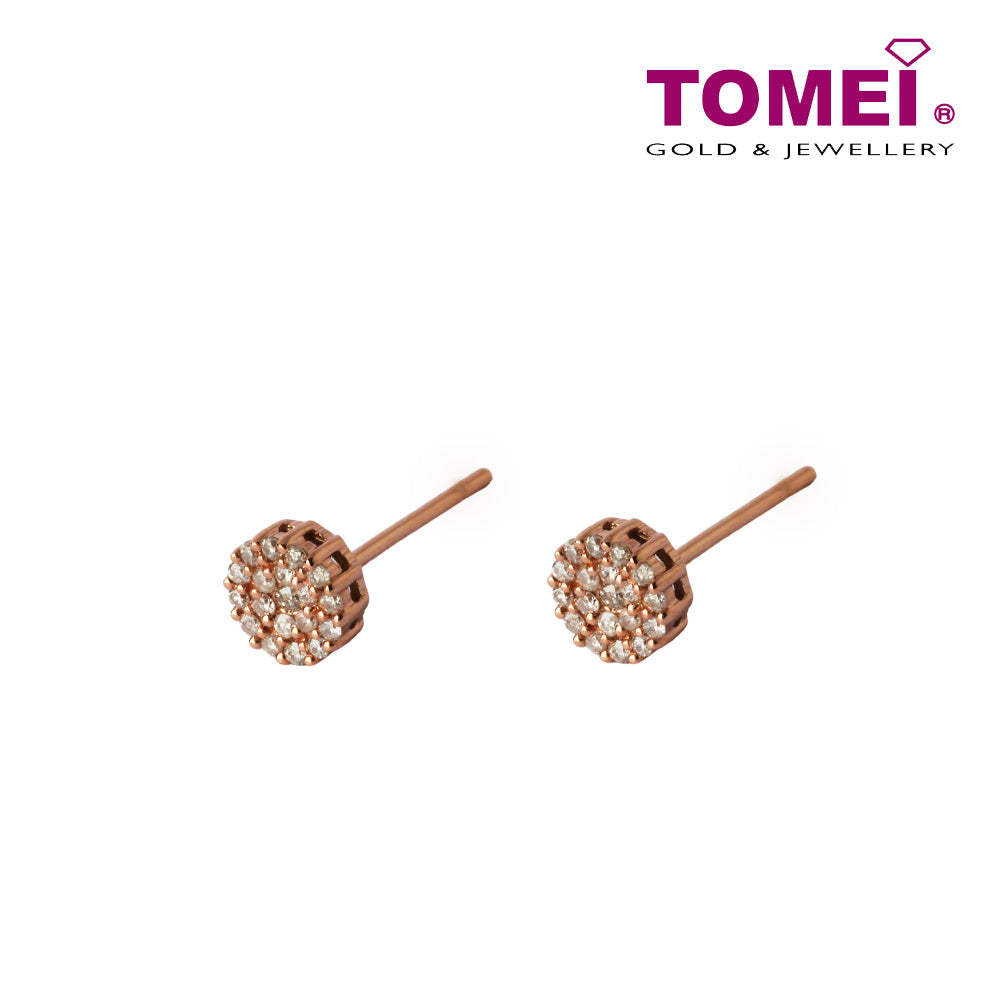 TOMEI Earrings of Rose in Pulchritude Pink, Rose Gold 750