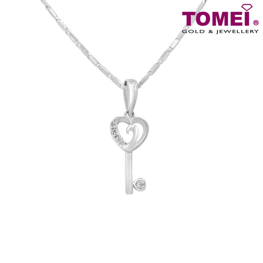 Unlock My Heart Diamond Pendant | Tomei White Gold 585 (14K) with Chain (P3483)