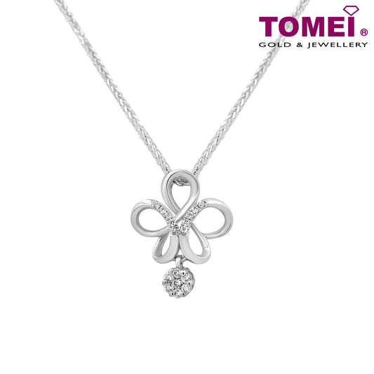TOMEI Infinity Flower with Diamond Pendant Set | White Gold 375 (P2119V)