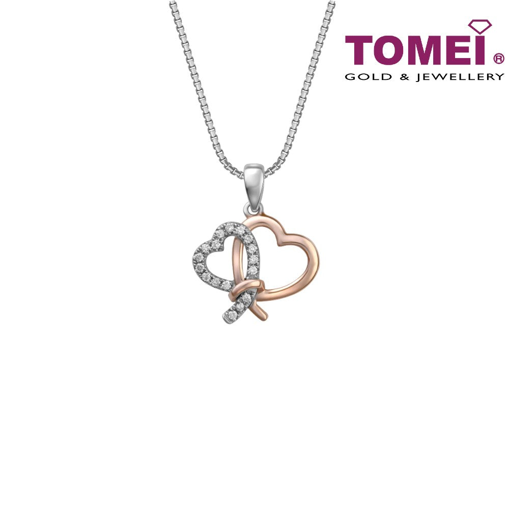 TOMEI Bonds of Grace Necklace, Diamond White+Rose Gold 585 (P6188)