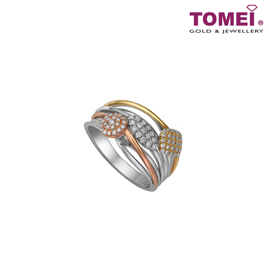 Tri-Tone Trifoliate in Treble Splendour Ring | Love Above All Collection | Tomei White Gold Rose Gold & Yellow Gold 750 (18K) (R4745)