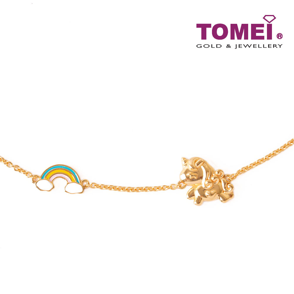 TOMEI Rainbow Unicorn Bracelet, Yellow Gold 916