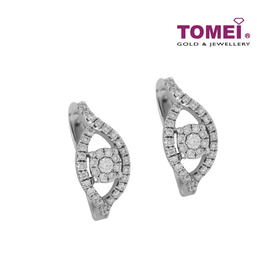 TOMEI Earrings of Foliage in Effulgence, Diamond White Gold 375 (E1304)
